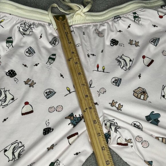 Kate Spade Pajama Set Womens M Henley Jogger Pink Winter Dog Print Top Pants - Picture 14 of 16